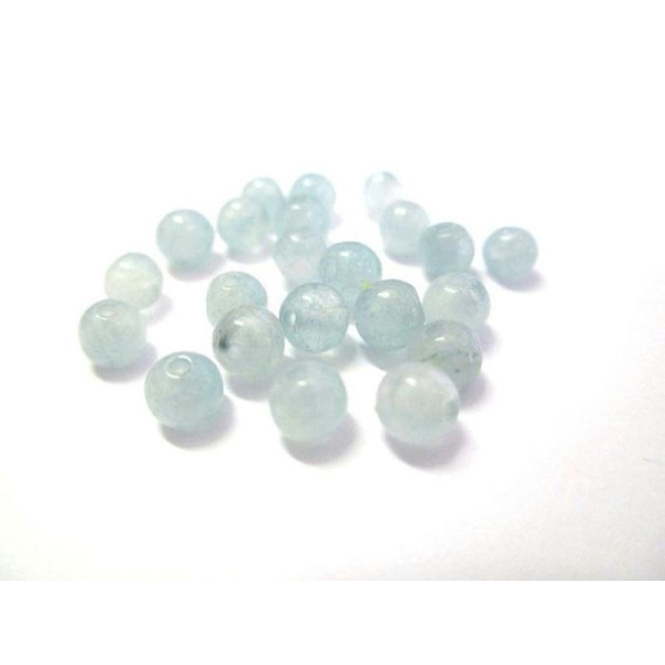 20 Perles Jade Naturelle Bleu Clair 4Mm (G-15) - Photo n°1