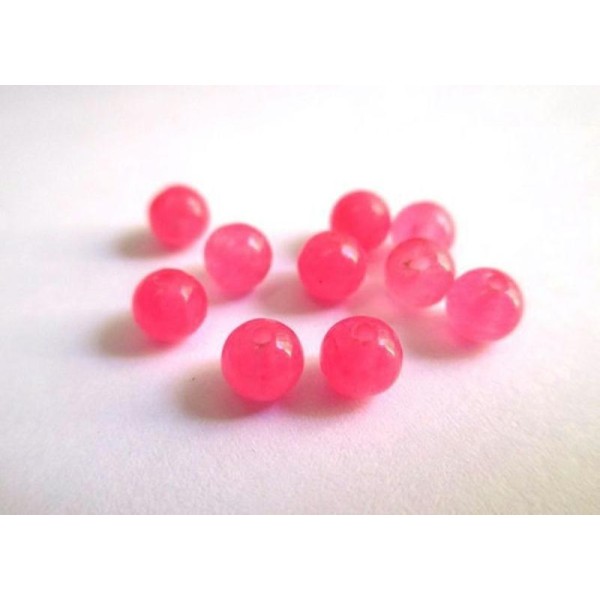 20 Perles Jade Naturelle Rose Bonbon 4Mm (G-15) - Photo n°1