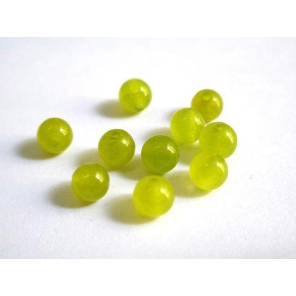 20 Perles Jade Naturelle Verdâtre 4Mm (G-07) - Photo n°1