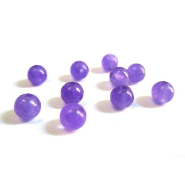 20 Perles Jade Naturelle Violet 4Mm (G-07) - Photo n°1