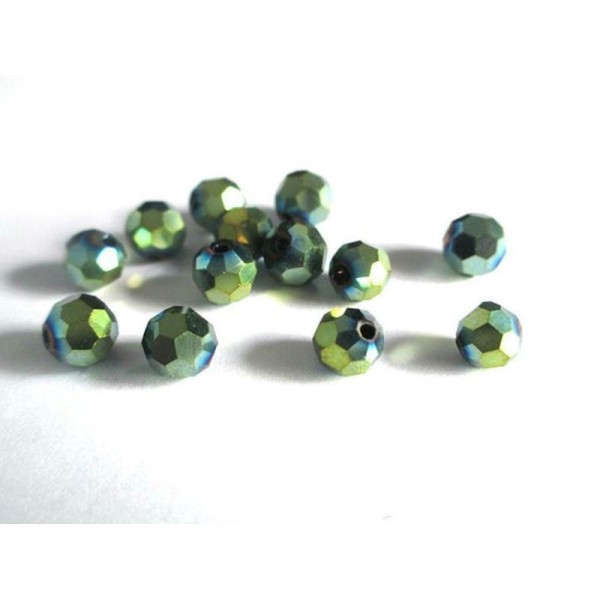 10 Perles Cristal Ronde À Facettes Jaune Et Bleu 6Mm - Photo n°1
