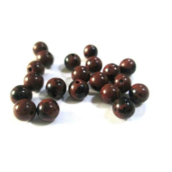 10 Perles Obsidienne Acajou Naturelles 4Mm (G-03) - Photo n°1