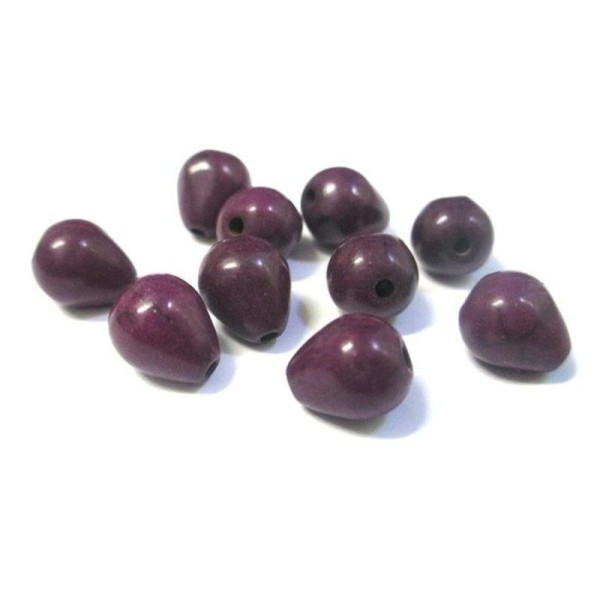 10 Perles Gouttes Howlite Violet 10X8Mm - Photo n°1
