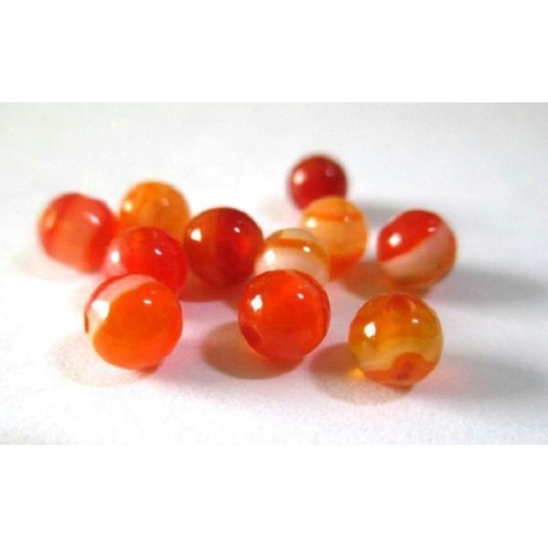 10 Perles Agate Rayée Nuances De Orange 4Mm - Photo n°1
