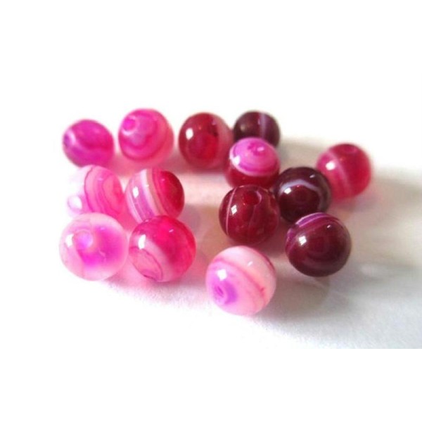 10 Perles Agate Rayée Nuances De Rose 4Mm - Photo n°1