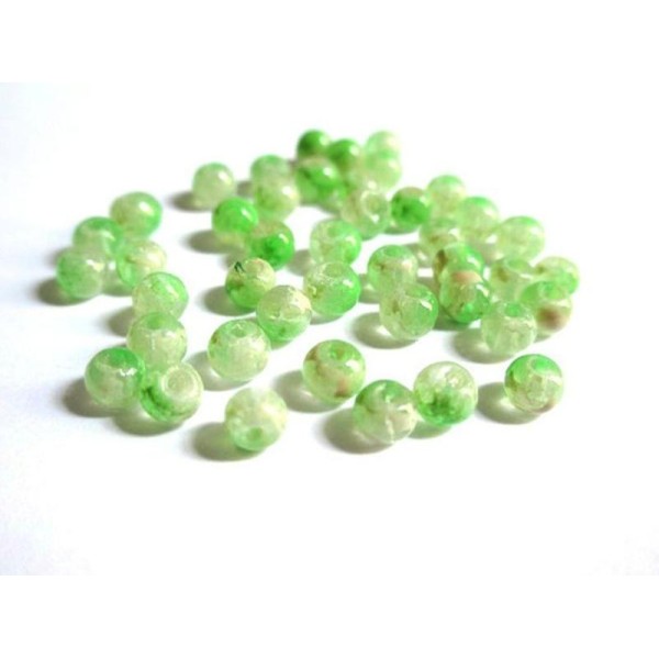 20 Perles Transparent Mouchetée Vert Et Blanc 4Mm - Photo n°1