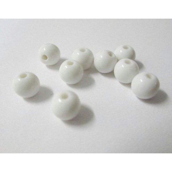 100 Perles Acrylique Blanc 6Mm - Photo n°1