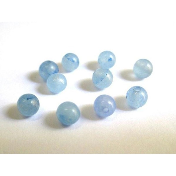 20 Perles Jade Naturelle Bleu 4Mm (G-07) - Photo n°1
