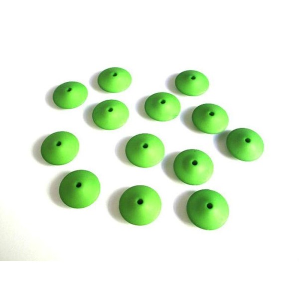 10 Perles Acrylique Vert Forme Soucoupe 14X6Mm - Photo n°1