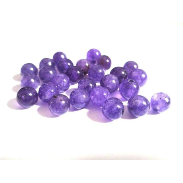 10 Perles Jade Naturelle Violet 6Mm (11) - Photo n°1