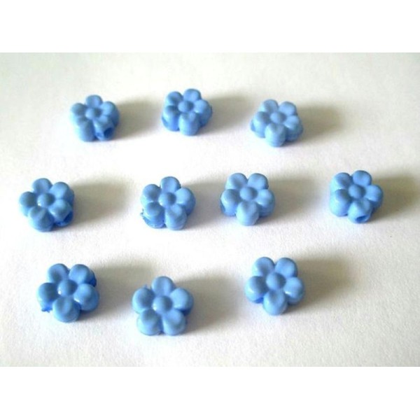10 Perles Acrylique Fleur Bleu 8.5X9X4 Mm - Photo n°1