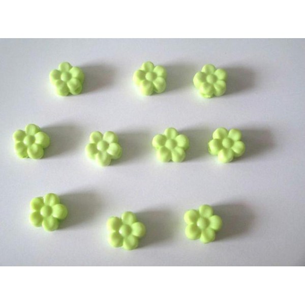 10 Perles Acrylique Fleur Vert 8.5X9X4 Mm - Photo n°1