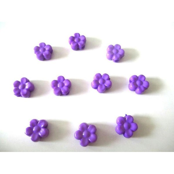 10 Perles Acrylique Fleur Violet 8.5X9X4 Mm - Photo n°1