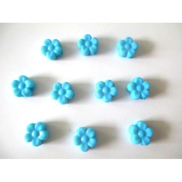 10 Perles Acrylique Fleur Bleu 8.5X9X4 Mm - Photo n°1
