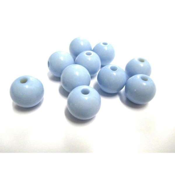 10 Perles Acrylique Bleu Clair 12Mm - Photo n°1