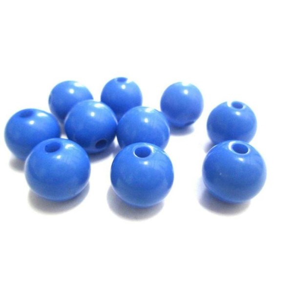 10 Perles Acrylique Bleu Foncé 12Mm - Photo n°1