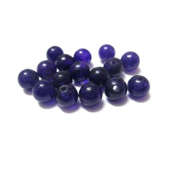 10 Perles Jade Naturelle Violet Foncé 6Mm (B) - Photo n°1