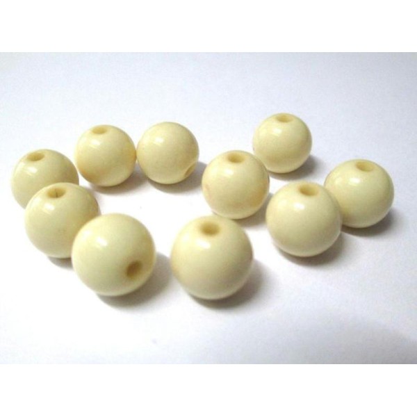 10 Perles Acrylique Crème 10Mm - Photo n°1
