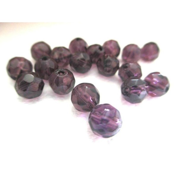 10 Perles À Facette Violet 6Mm - Photo n°1