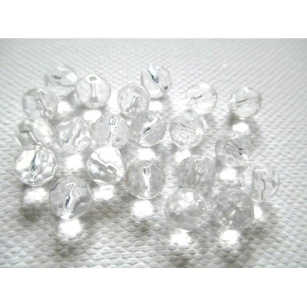10 Perles À Facette Transparent 6Mm - Photo n°1