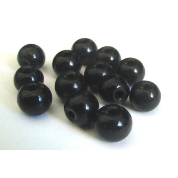 100 Perles Noires En Verre 6Mm (C-22) - Photo n°1