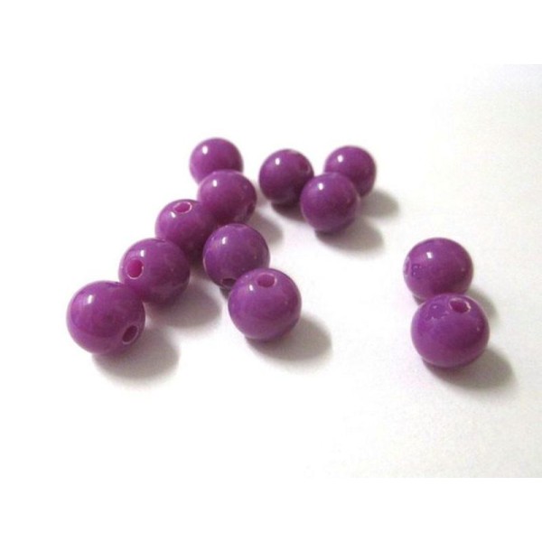 10 Perles Acrylique Violet 6Mm - Photo n°1
