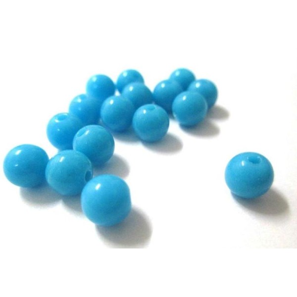 10 Perles Acrylique Bleu  6Mm - Photo n°1