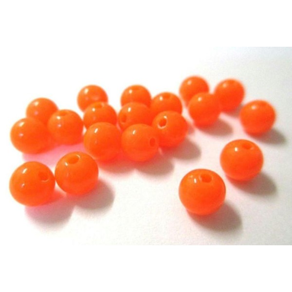 10 Perles Acrylique Orange Fluo 6Mm - Photo n°1