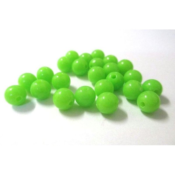 10 Perles Acrylique Vert Pomme 6Mm - Photo n°1