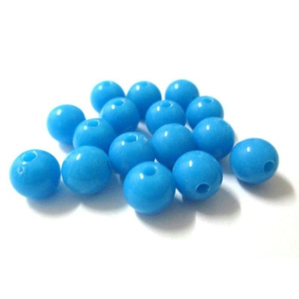 10 Perles Acrylique Bleu Azur 6Mm - Photo n°1