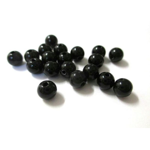 10 Perles Acrylique Noir  6Mm - Photo n°1