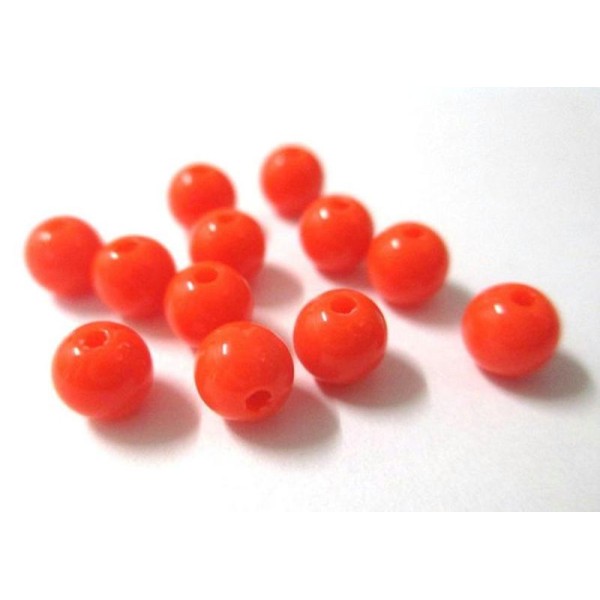 10 Perles Acrylique Orange 6Mm - Photo n°1