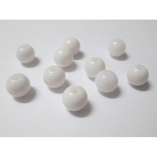 10 Perles Acrylique Blanches 8Mm - Photo n°1