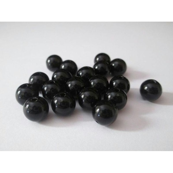 20 Perles Acrylique Noir  8Mm - Photo n°1