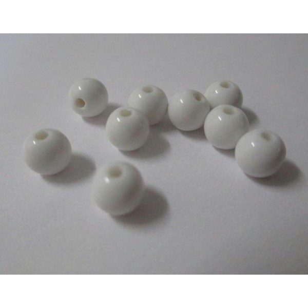 10 Perles Acrylique Blanc 6Mm - Photo n°1
