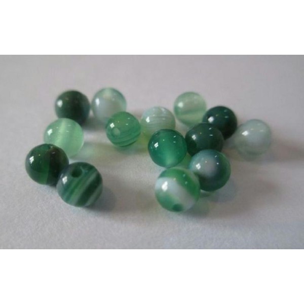 20 Perles Agate Rayée Nuances De Vert 4Mm - Photo n°1