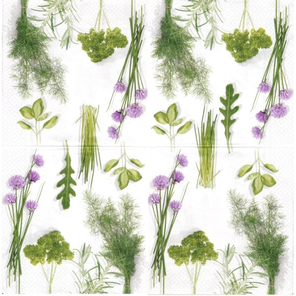 4 Serviettes en papier Herbes du Jardin Format Lunch Decoupage Decopatch 21179 Paper+Design - Photo n°2