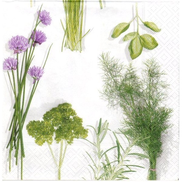 4 Serviettes en papier Herbes du Jardin Format Lunch Decoupage Decopatch 21179 Paper+Design - Photo n°1