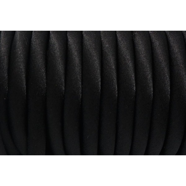 1m Cordon 5mm En Polyester Satiné Sur Cordon Pvc Creux De Couleur Noir Soyeux - Photo n°3