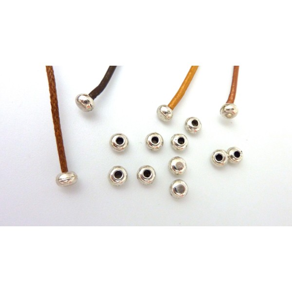 25 Perles Embout De Finition Pour Cordon De 1,5mm En Métal Argenté - Photo n°1