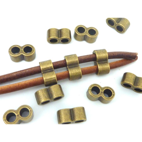 3 Perles, Connecteur Multi Rangs, 2 Trous, 16,5mm En Métal De Couleur Bronze - Photo n°1