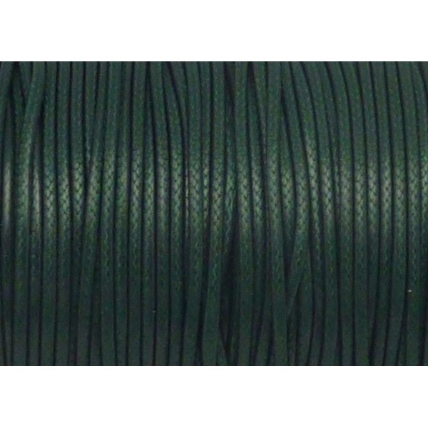 R-5m Cordon Polyester Enduit Souple 1,5mm Imitation Cuir Vert Bouteille - Photo n°1