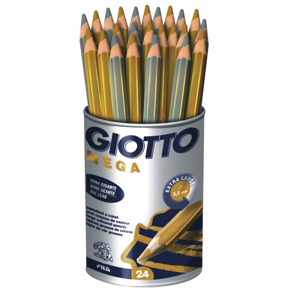 Crayon de couleur GIOTTO Mega Or et Argent x 24 - Coffret école - Photo n°1