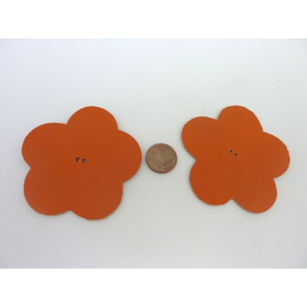 10 Fleurs 6cm En Cuir De Couleur Orange - Photo n°2