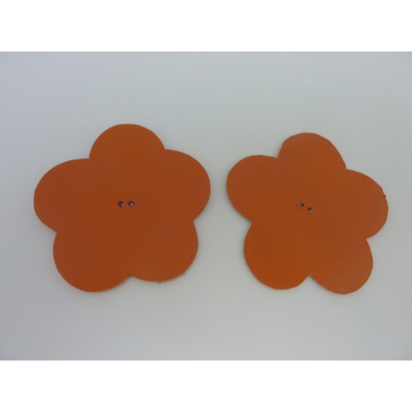 10 Fleurs 6cm En Cuir De Couleur Orange - Photo n°1