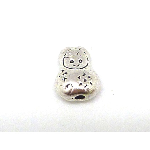 10 Petites Perles Poupée Russe Matriochka En Métal Argenté 10,2mm - Photo n°1