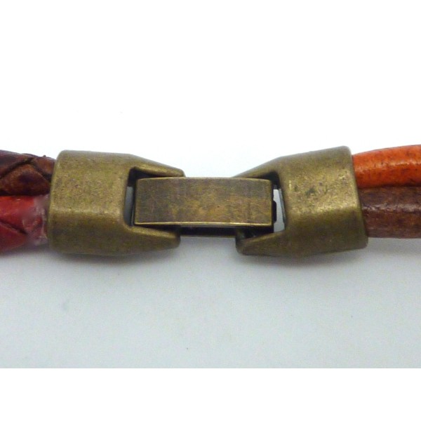 Fermoir Clip Pour Cuir Regaliz De 8 X 5mm Ou Plusieurs Cordons En Métal De Couleur Bronze Lisse - Photo n°1