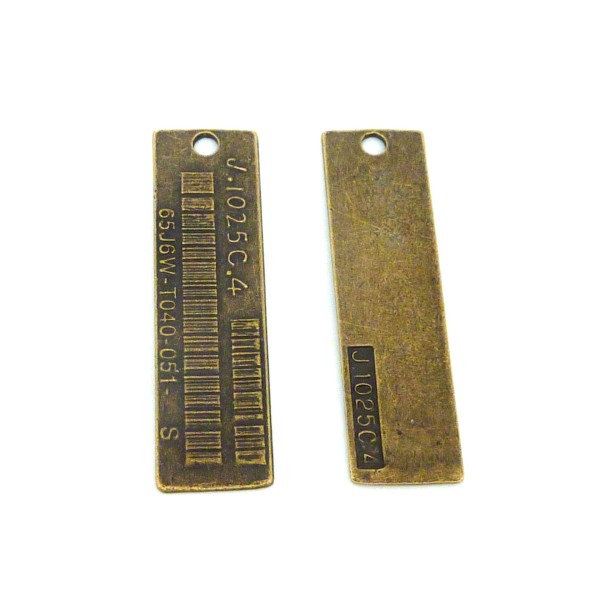 Breloque Pendentif Plaque Rectangulaire J1025c4 55mm En Métal De Couleur Bronze - Photo n°1