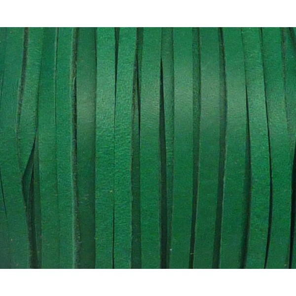R-1m De Lanière Cuir Plat 3mm De Couleur Vert Herbe - Cuir Veritable - Photo n°1