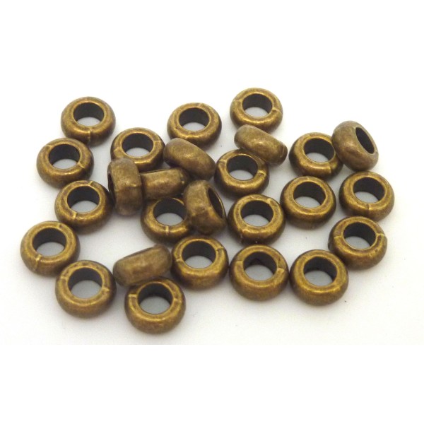 20 Perles Rondelle Fine 6,9mm En Métal Lisse De Couleur Bronze - Photo n°1
